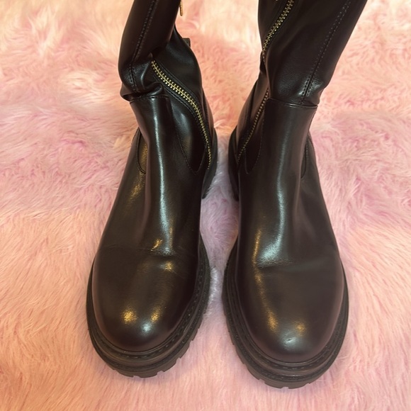 Michael Kors black leather over the knee heeled boots size 6.5 - Picture 2 of 7